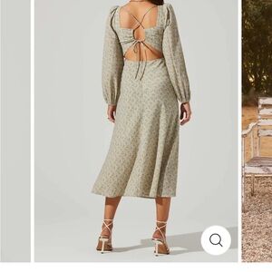Astr Long Sleeve Floral Dress with Open Back